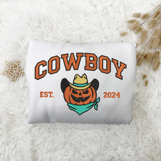 Halloween Cowboy Embroidery Sweatshirt, Vintage Western Shirt, Halloween Gift