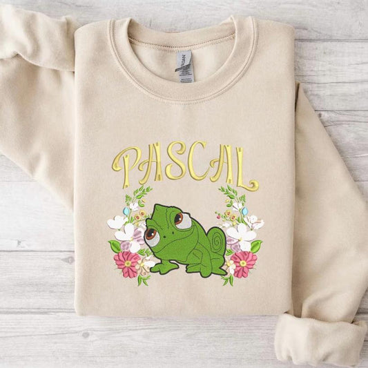 Embroidered Pascal Sweatshirt, Cute Frog Shirt