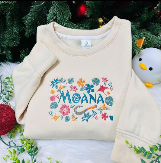 Embroidered Moana Sweatshirt, Cozy Fashion