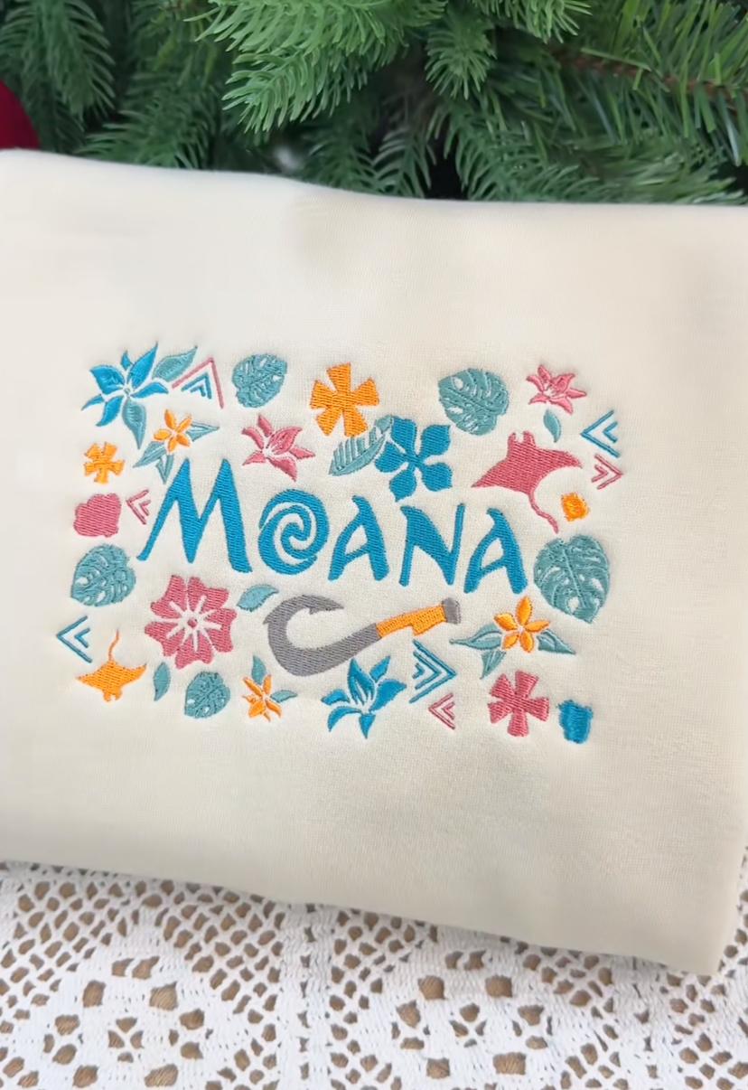 Embroidered Moana Sweatshirt, Cozy Fashion