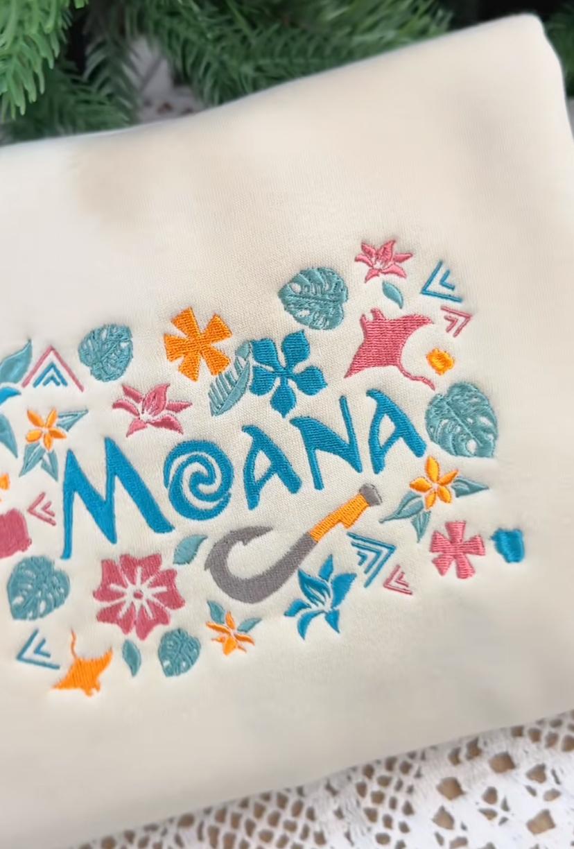 Embroidered Moana Sweatshirt, Cozy Fashion