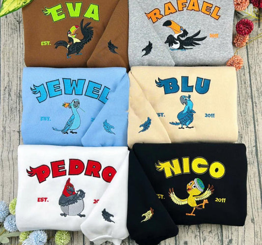 Embroidered Tropical Bird Sweatshirt, Rio Shirt