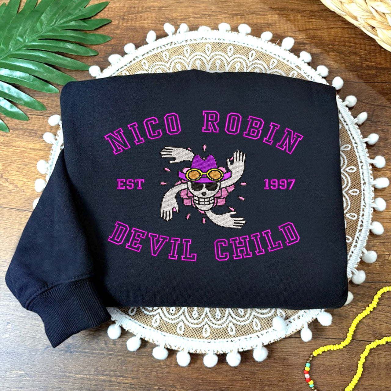 Embroidered Nico Robin "Devil Child" Sweatshirt, One Piece Shirt