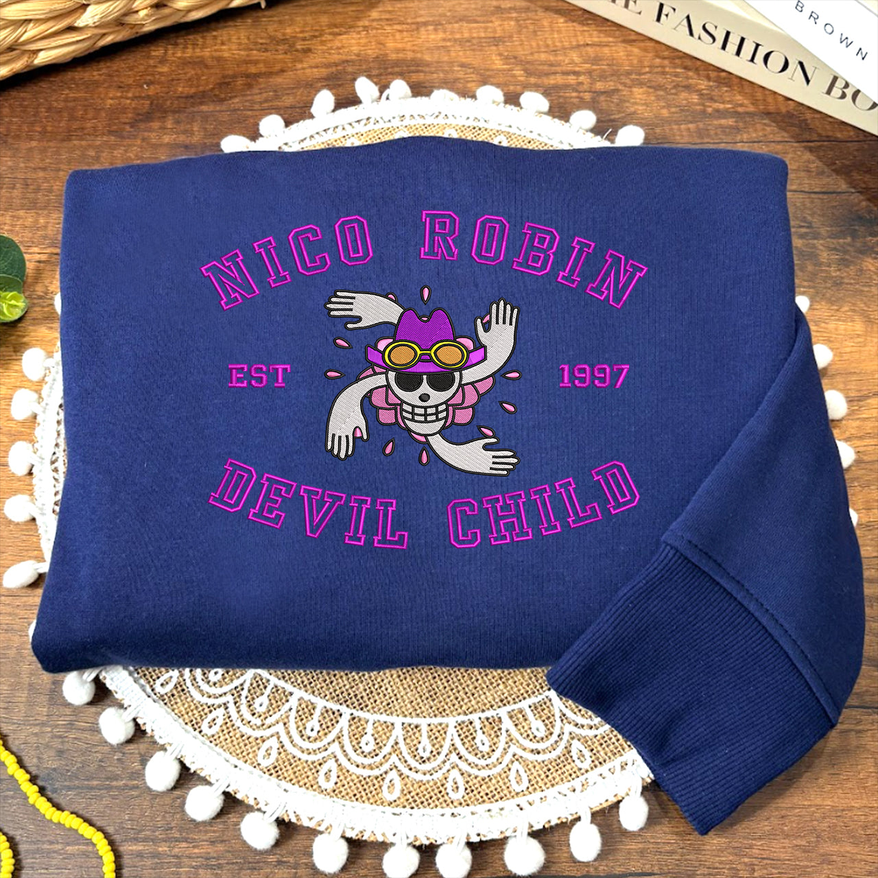 Embroidered Nico Robin "Devil Child" Sweatshirt, One Piece Shirt