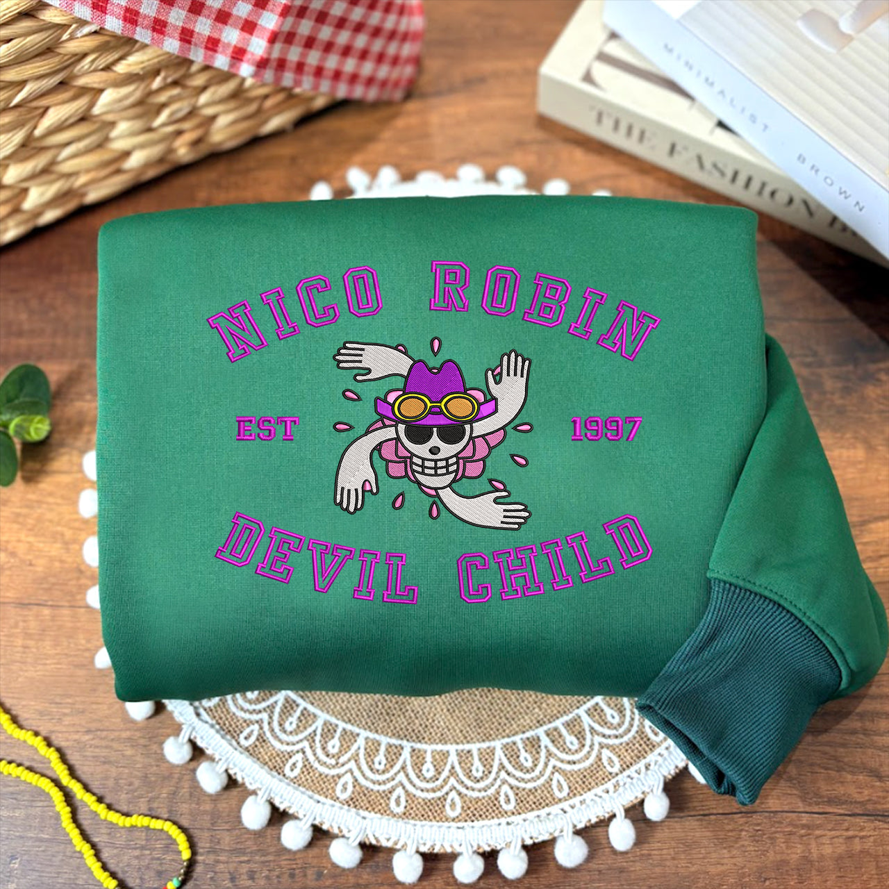 Embroidered Nico Robin "Devil Child" Sweatshirt, One Piece Shirt