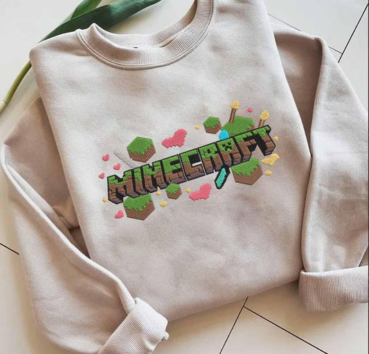 Embroidered Minecrafts Sweatshirt, Minecrafts Shirt