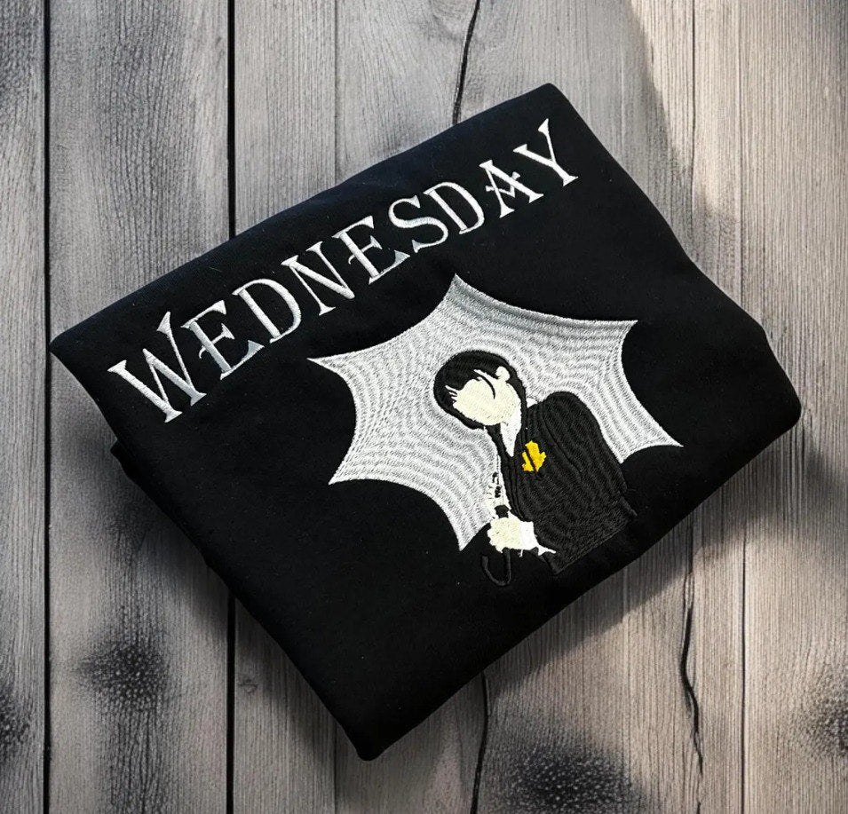 Embroidered Wednesday Sweatshirt, The Addams Family Shirt