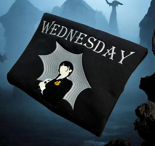 Embroidered Wednesday Sweatshirt, The Addams Family Shirt