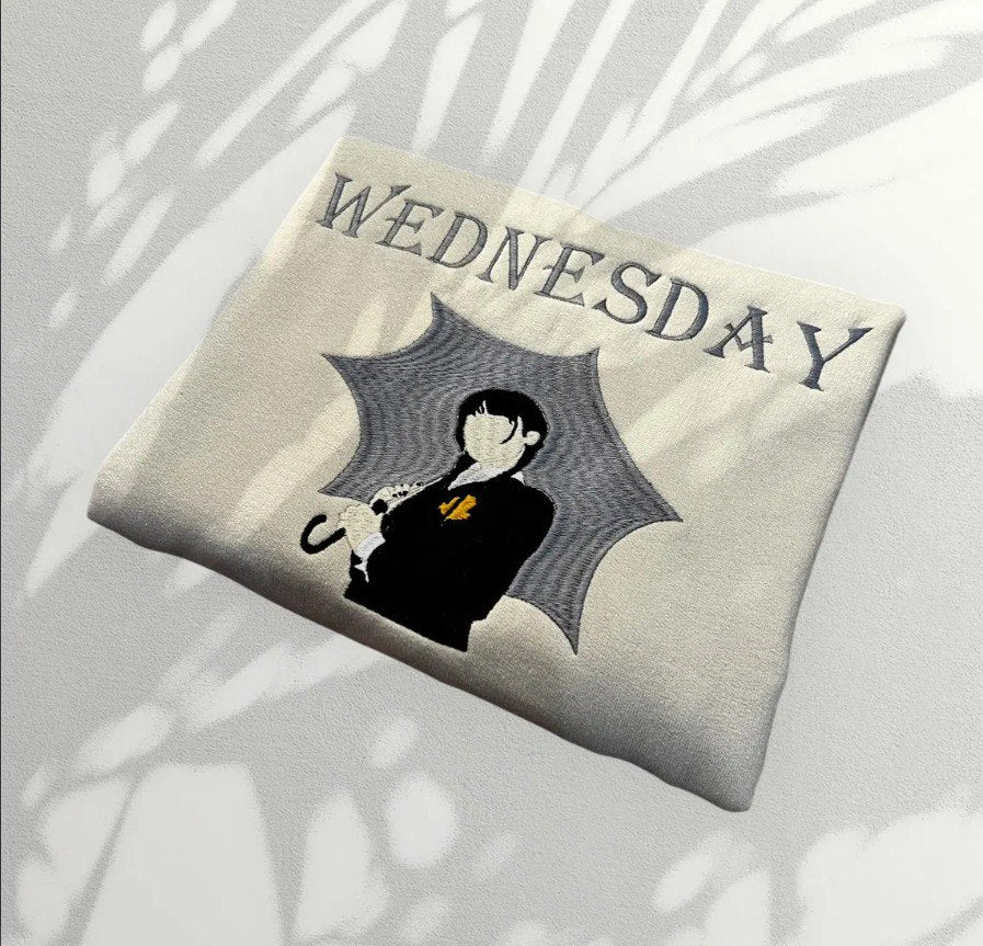 Embroidered Wednesday Sweatshirt, The Addams Family Shirt