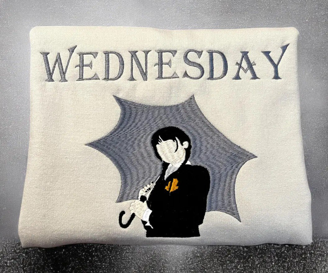 Embroidered Wednesday Sweatshirt, The Addams Family Shirt