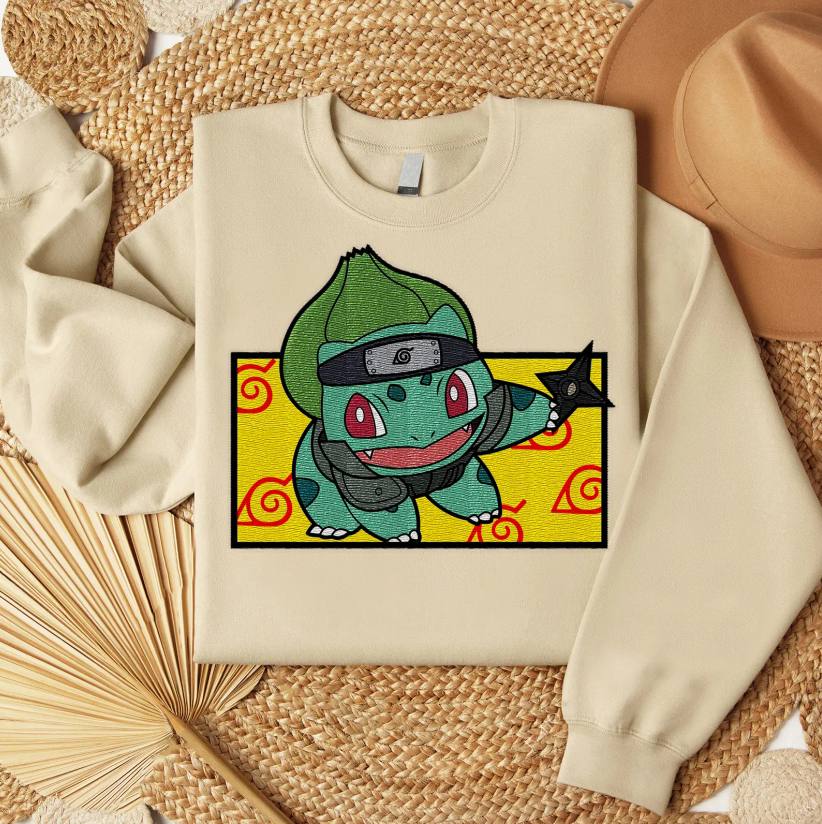 Embroidered Bulbasaur Konoha Sweatshirt, Poke'mon Shirt