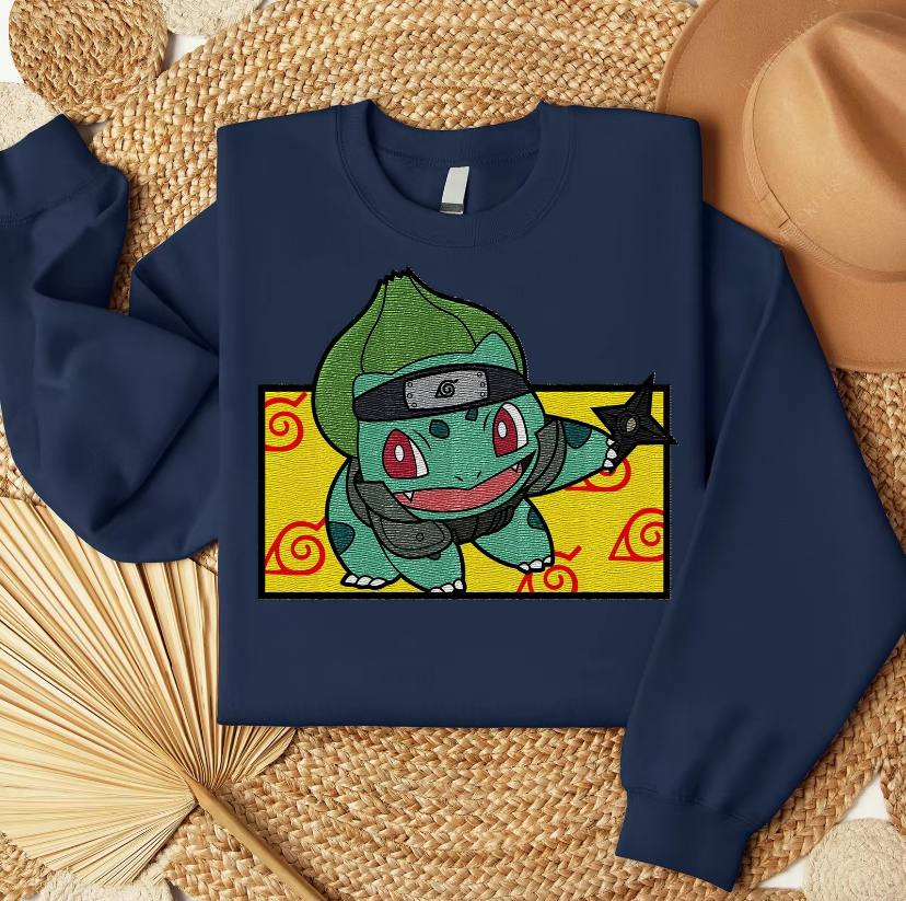Embroidered Bulbasaur Konoha Sweatshirt, Poke'mon Shirt