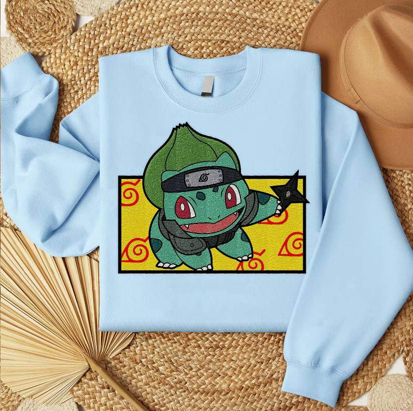 Embroidered Bulbasaur Konoha Sweatshirt, Poke'mon Shirt