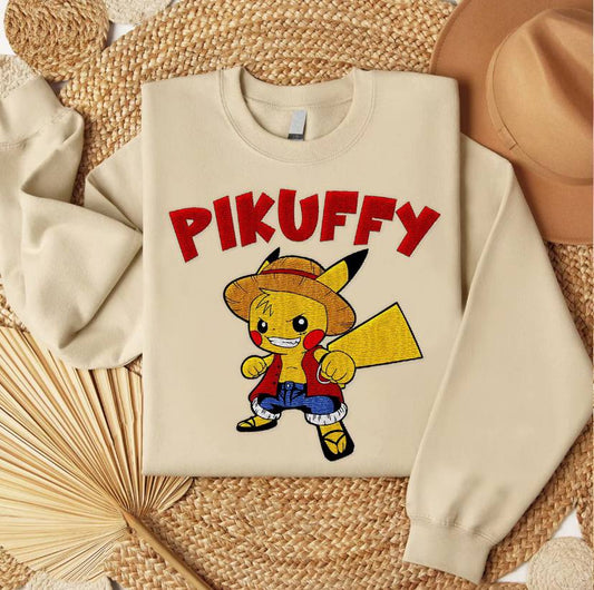 Embroidered Pikuffy Sweatshirt, Poke'mon x One Piece Shirt