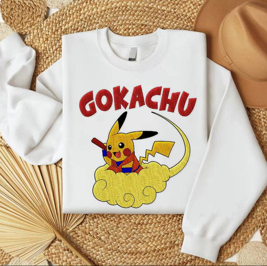 Embroidered Gokachu Sweatshirt, Poke'mon x Dragon Ball Shirt