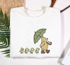 Embroidered Pooh Green Umbrella Sweatshirt, Funny Ducklings Shirt