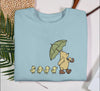 Embroidered Pooh Green Umbrella Sweatshirt, Funny Ducklings Shirt