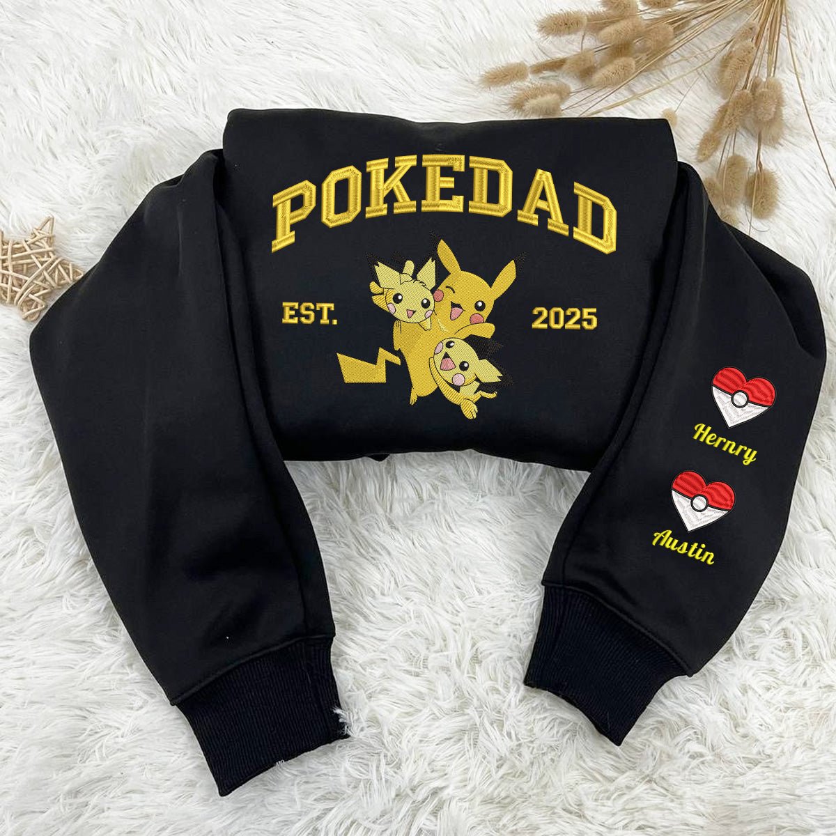 Custom Embroidered Pikachu PokeDad Shirt, Men’s PokeDad T-Shirt, Gift for Grandpa, Best Dad Ever, PokeDad T-shirt, Greatest Dad