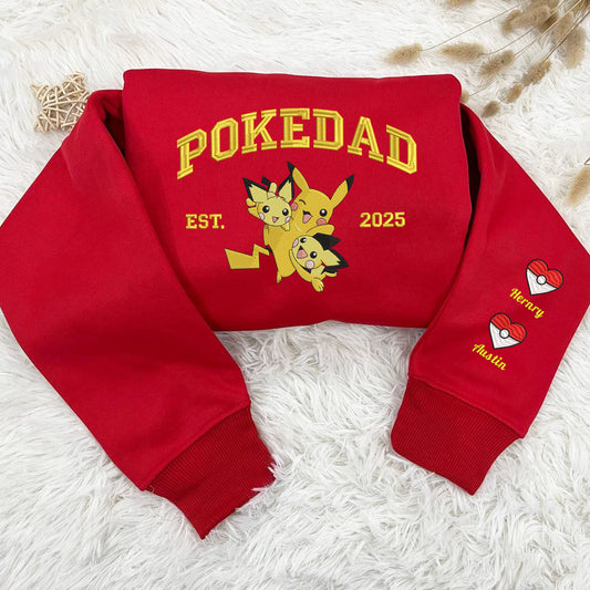 Custom Embroidered Pikachu PokeDad Shirt, Men’s PokeDad T-Shirt, Gift for Grandpa, Best Dad Ever, PokeDad T-shirt, Greatest Dad
