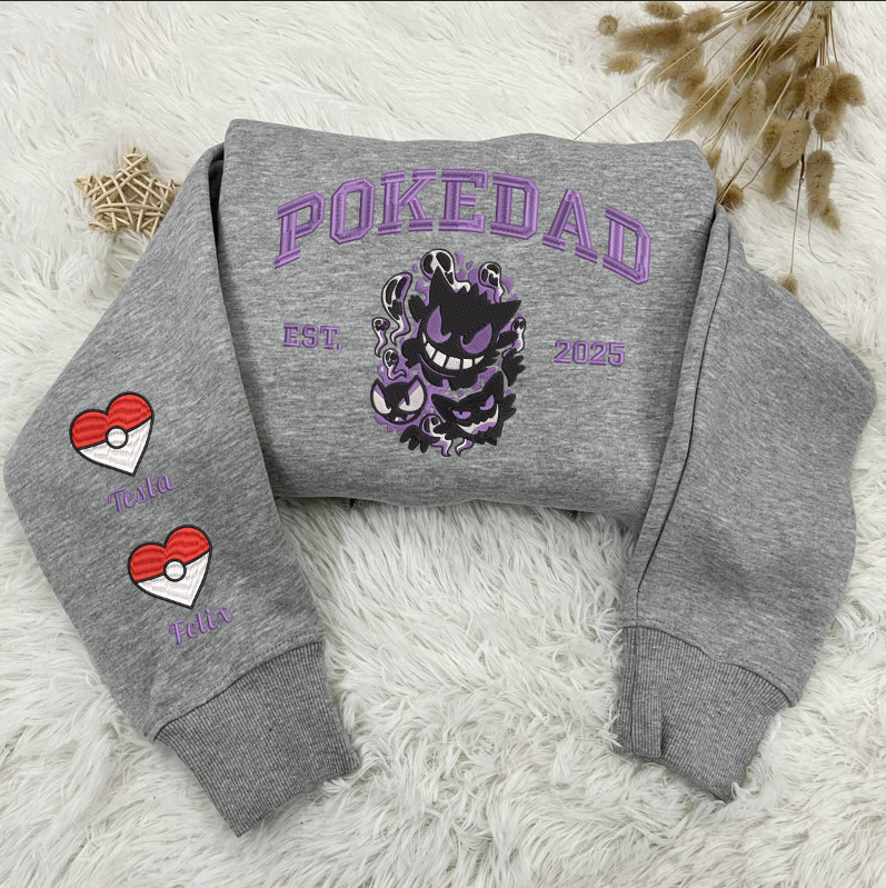 Custom Embroidered Gengar PokeDad Shirt, Men’s PokeDad T-Shirt, Gift for Grandpa, Best Dad Ever, PokeDad T-shirt, Greatest Dad ESN1985.H.C