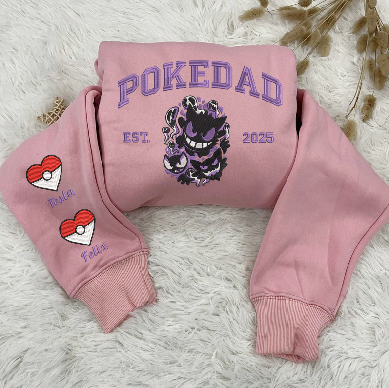 Custom Embroidered Gengar PokeDad Shirt, Men’s PokeDad T-Shirt, Gift for Grandpa, Best Dad Ever, PokeDad T-shirt, Greatest Dad ESN1985.H.C