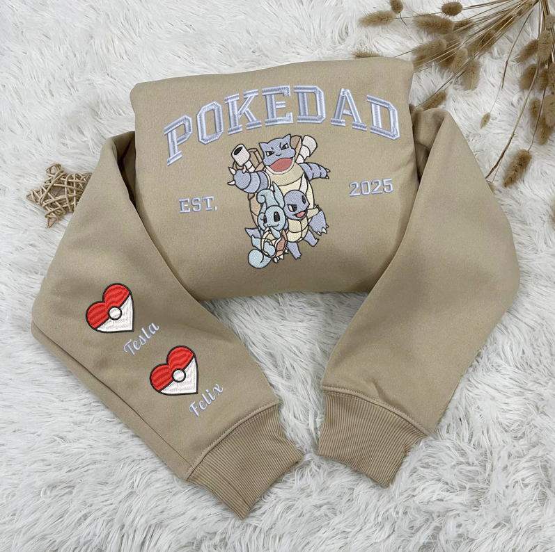 Custom Embroidered Squirtle PokeDad Shirt, Men’s PokeDad T-Shirt, Gift for Grandpa, Best Dad Ever, PokeDad T-shirt, Greatest Dad