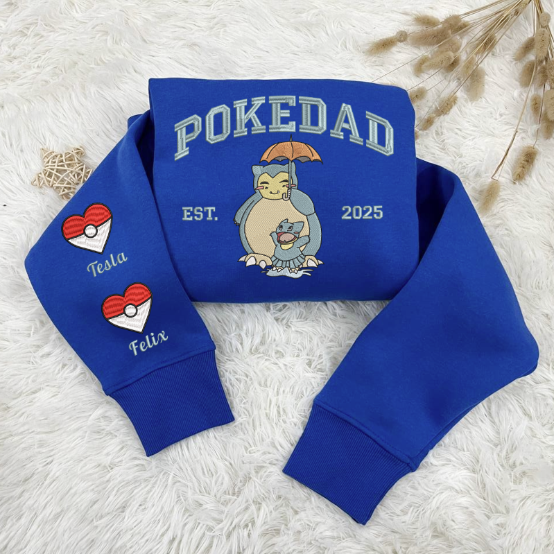 Custom Embroidered Snorlax PokeDad Shirt, Men’s PokeDad T-Shirt, Gift for Grandpa, Best Dad Ever, PokeDad T-shirt, Greatest Dad