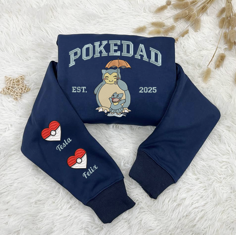 Custom Embroidered Snorlax PokeDad Shirt, Men’s PokeDad T-Shirt, Gift for Grandpa, Best Dad Ever, PokeDad T-shirt, Greatest Dad