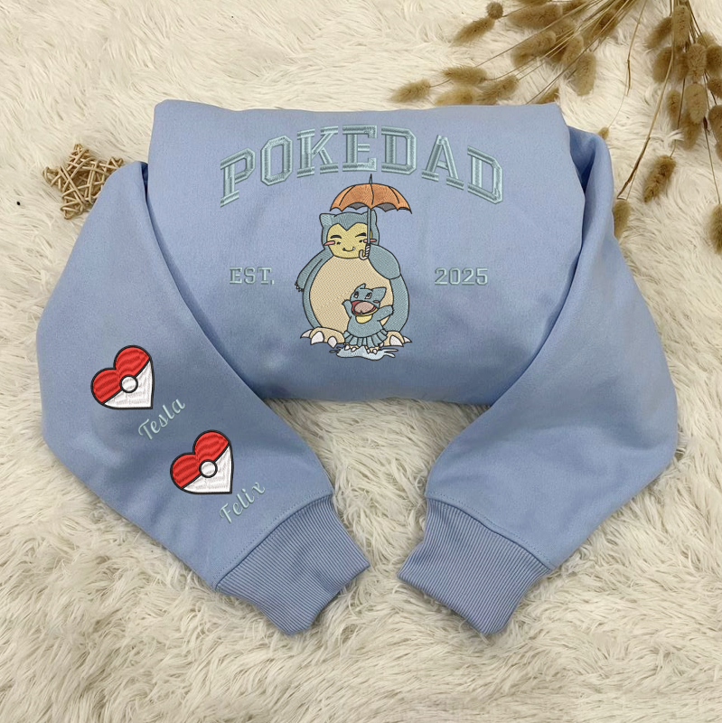 Custom Embroidered Snorlax PokeDad Shirt, Men’s PokeDad T-Shirt, Gift for Grandpa, Best Dad Ever, PokeDad T-shirt, Greatest Dad