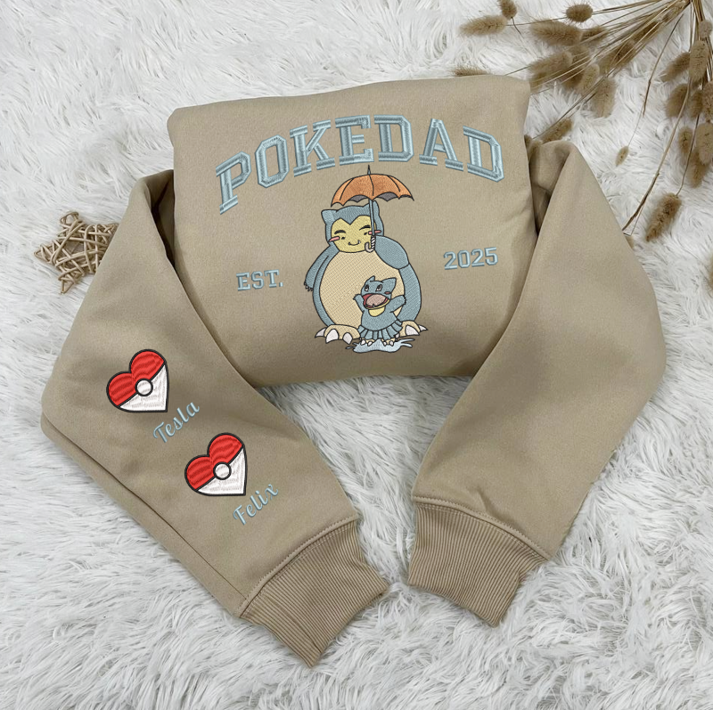Custom Embroidered Snorlax PokeDad Shirt, Men’s PokeDad T-Shirt, Gift for Grandpa, Best Dad Ever, PokeDad T-shirt, Greatest Dad