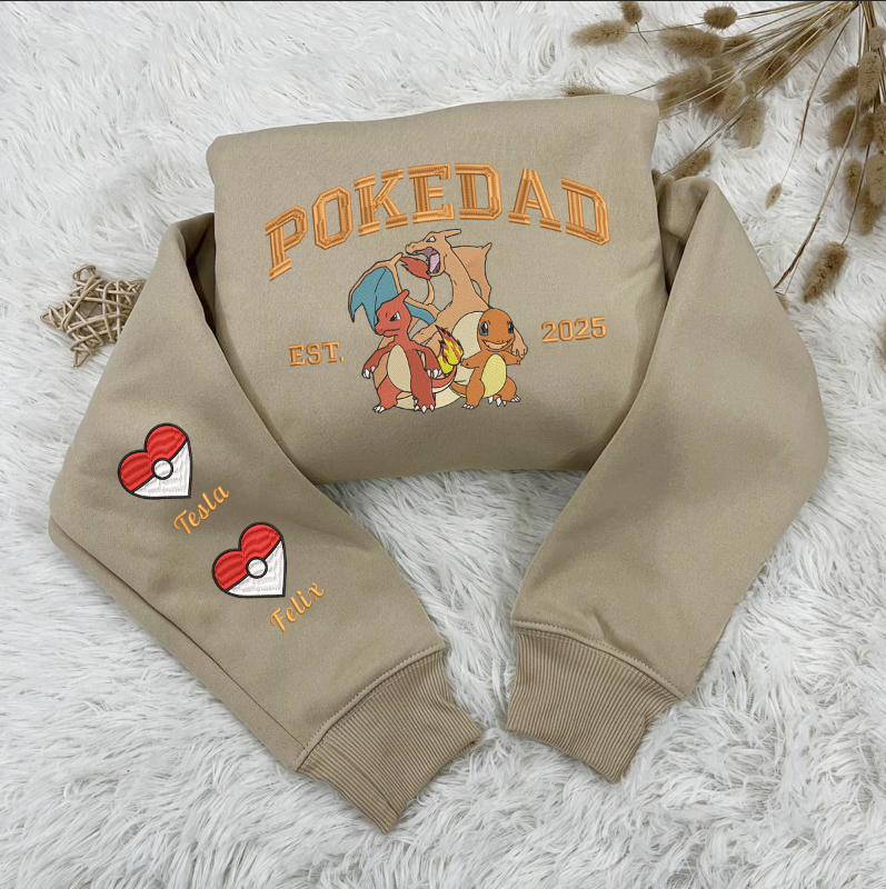 Custom Embroidered PokeDad Shirt, Men’s PokeDad T-Shirt, Gift for Grandpa, Best Dad Ever, PokeDad T-shirt, Greatest Dad ESN1908.H.C