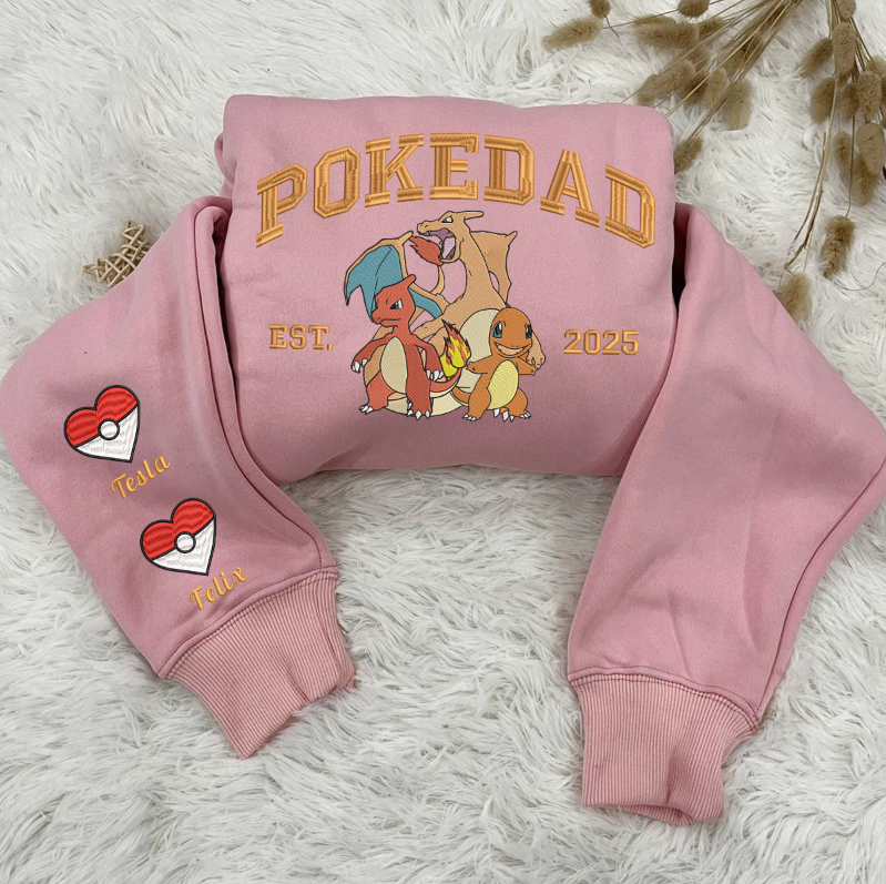 Custom Embroidered PokeDad Shirt, Men’s PokeDad T-Shirt, Gift for Grandpa, Best Dad Ever, PokeDad T-shirt, Greatest Dad ESN1908.H.C