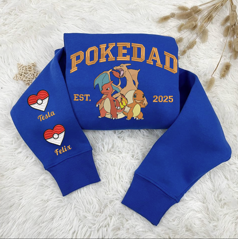 Custom Embroidered PokeDad Shirt, Men’s PokeDad T-Shirt, Gift for Grandpa, Best Dad Ever, PokeDad T-shirt, Greatest Dad ESN1908.H.C