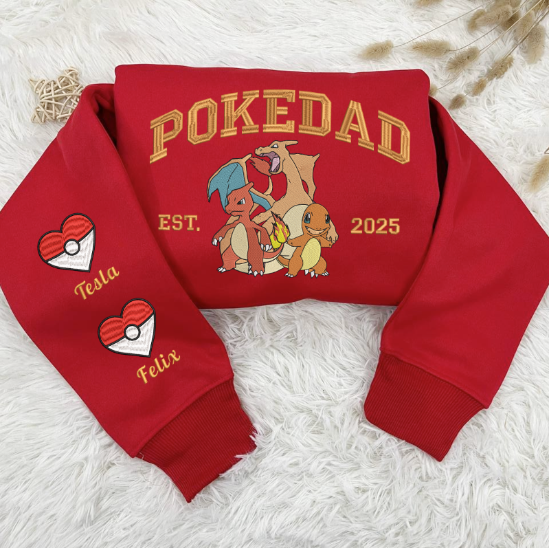 Custom Embroidered PokeDad Shirt, Men’s PokeDad T-Shirt, Gift for Grandpa, Best Dad Ever, PokeDad T-shirt, Greatest Dad ESN1908.H.C