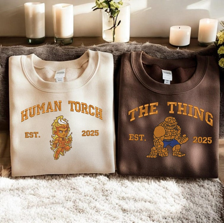 Fantastic Four Sweatshirt, Marvel Chibi Character Jumper - Mr. Fantastic, Invisible Woman