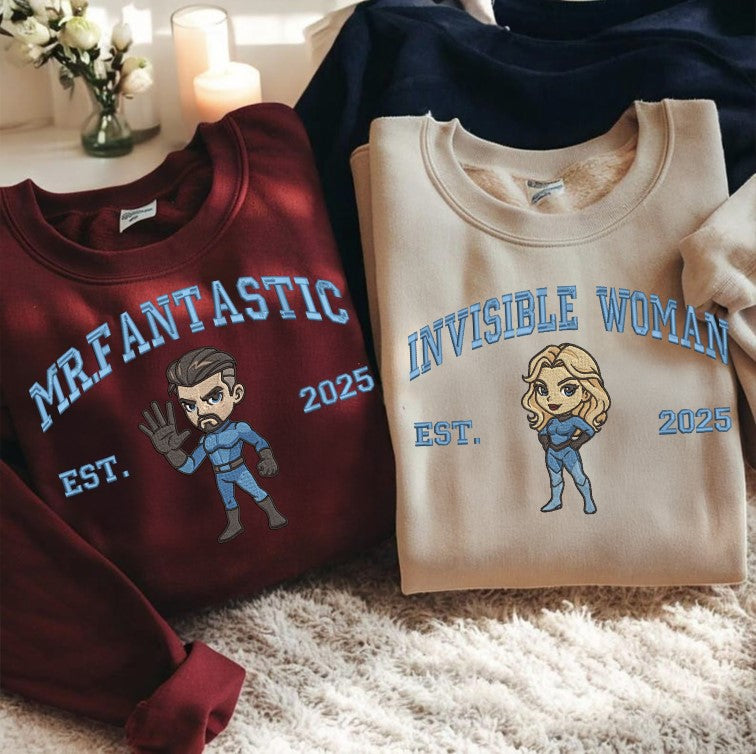 Fantastic Four Sweatshirt, Marvel Chibi Character Jumper - Mr. Fantastic, Invisible Woman