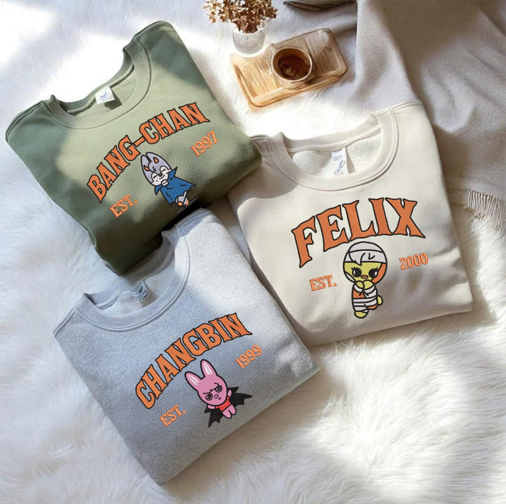 Stray Kids Sweatshirt, SKZ Chibi Halloween Outfit Jumper - Lee Know, Felix, Han, I.N, Changbin
