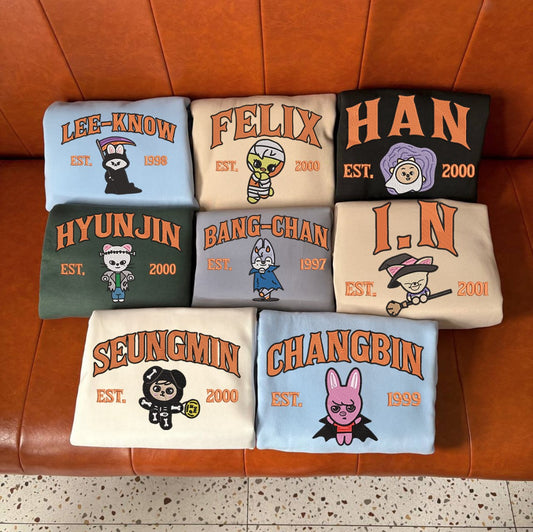 Stray Kids Sweatshirt, SKZ Chibi Halloween Outfit Jumper - Lee Know, Felix, Han, I.N, Changbin