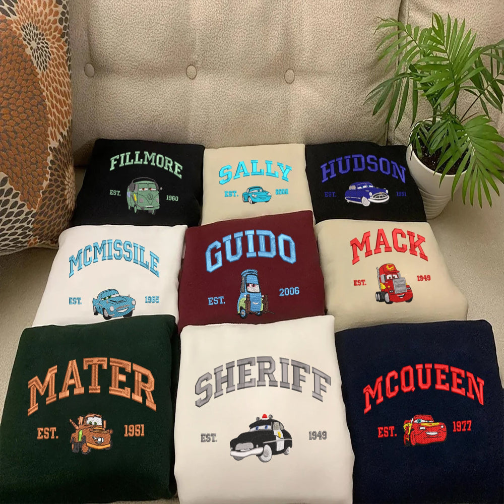 Cars Embroidered Sweatshirt Collection, Folded Grid Display