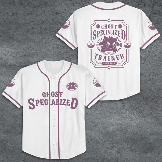 Gengar-Poke'mon Baseball Jersey, Custom Name Baseball Jersey, Gift For Baseball Lovers