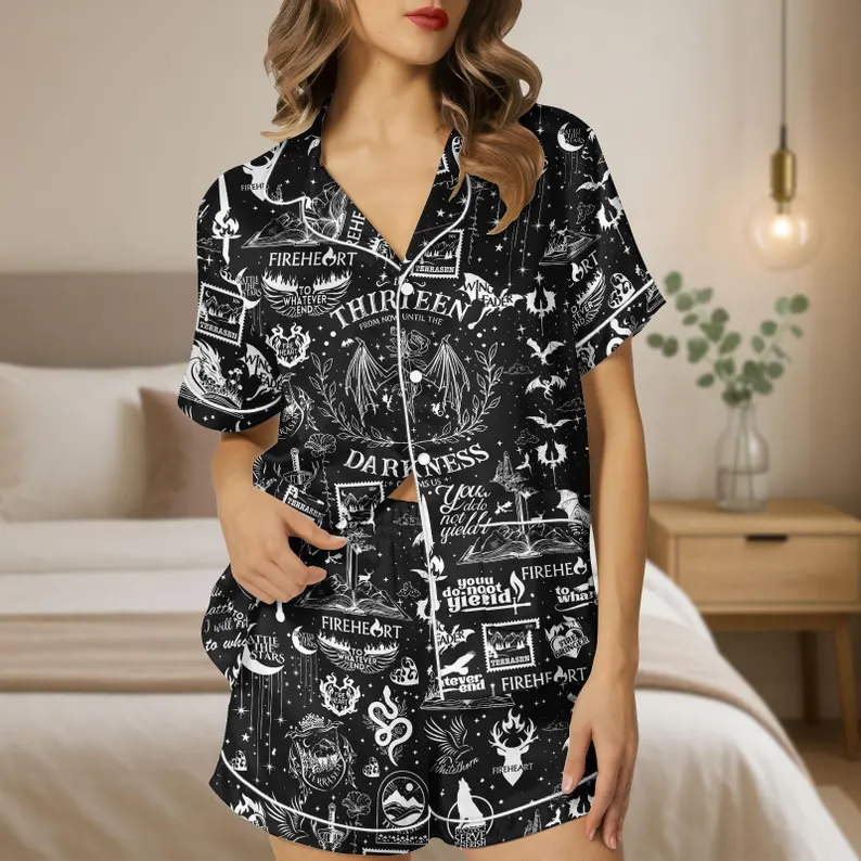 Fourth Wing Basgiath Pajama Set, Dragon Academy Sleepwear, Romantasy Bookish Pajamas