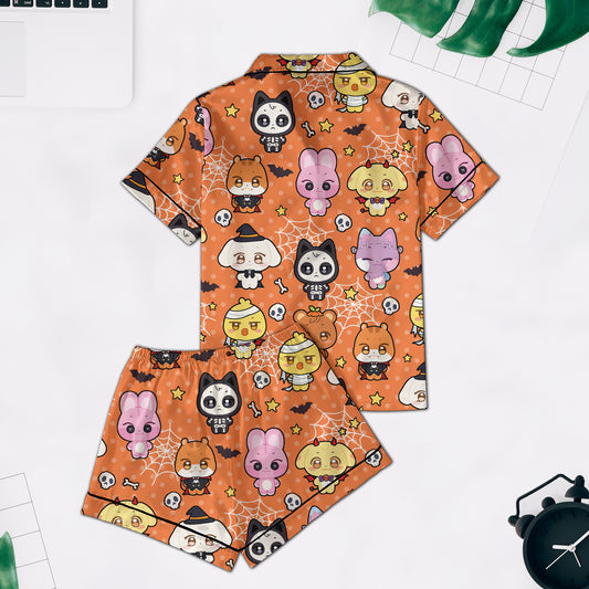 Ateez Halloween Pajama Set, Kpop ATINY Sleepwear, Cute Chibi Cartoon Nightwear
