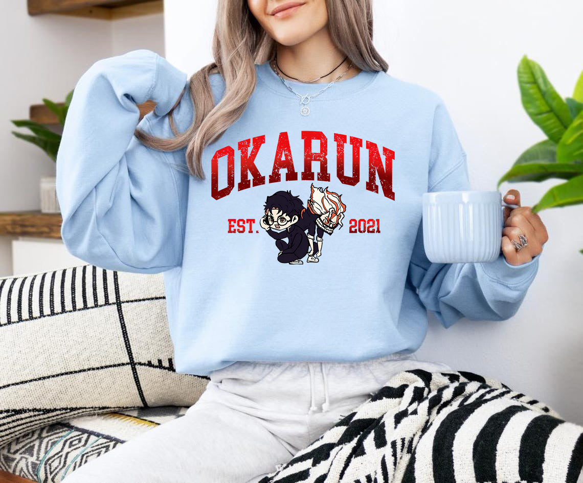 Anime Sweatshirt, Dandadan Chibi Character Jumper, Okarun Momo Seiko Enjoji Jin Pullover