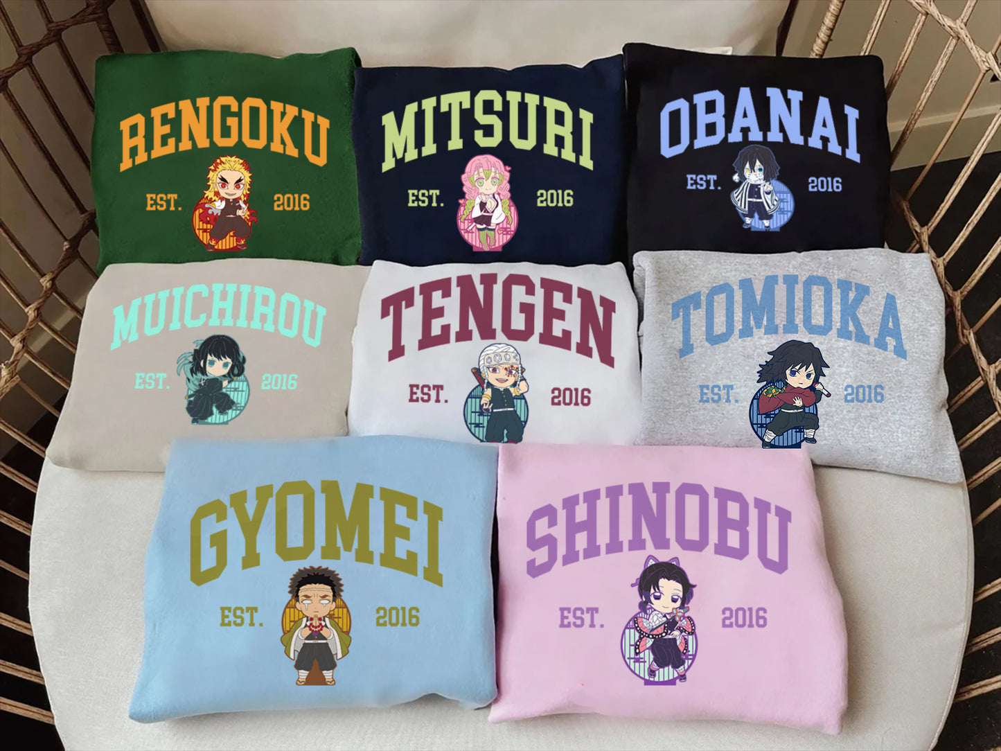 Anime Demon Slayer Hashira Sweatshirt, Kimetsu no Yaiba Infinity Castle Chibi Jumper