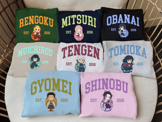 Anime Demon Slayer Hashira Sweatshirt, Kimetsu no Yaiba Infinity Castle Chibi Jumper