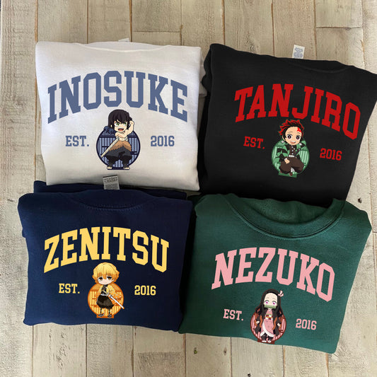 Anime Demon Slayer Sweatshirt, Kimetsu no Yaiba Infinity Castle Tanjiro Nezuko Zenitsu Inosuke