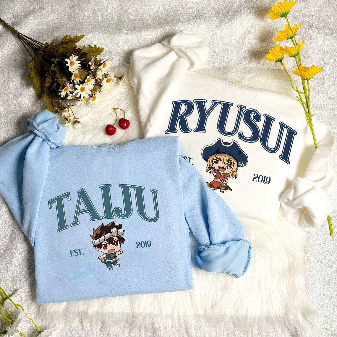 Anime Dr. Stone Sweatshirt, Senku Tsukasa Taiju Ukyo Ryusui Chibi Character Jumper
