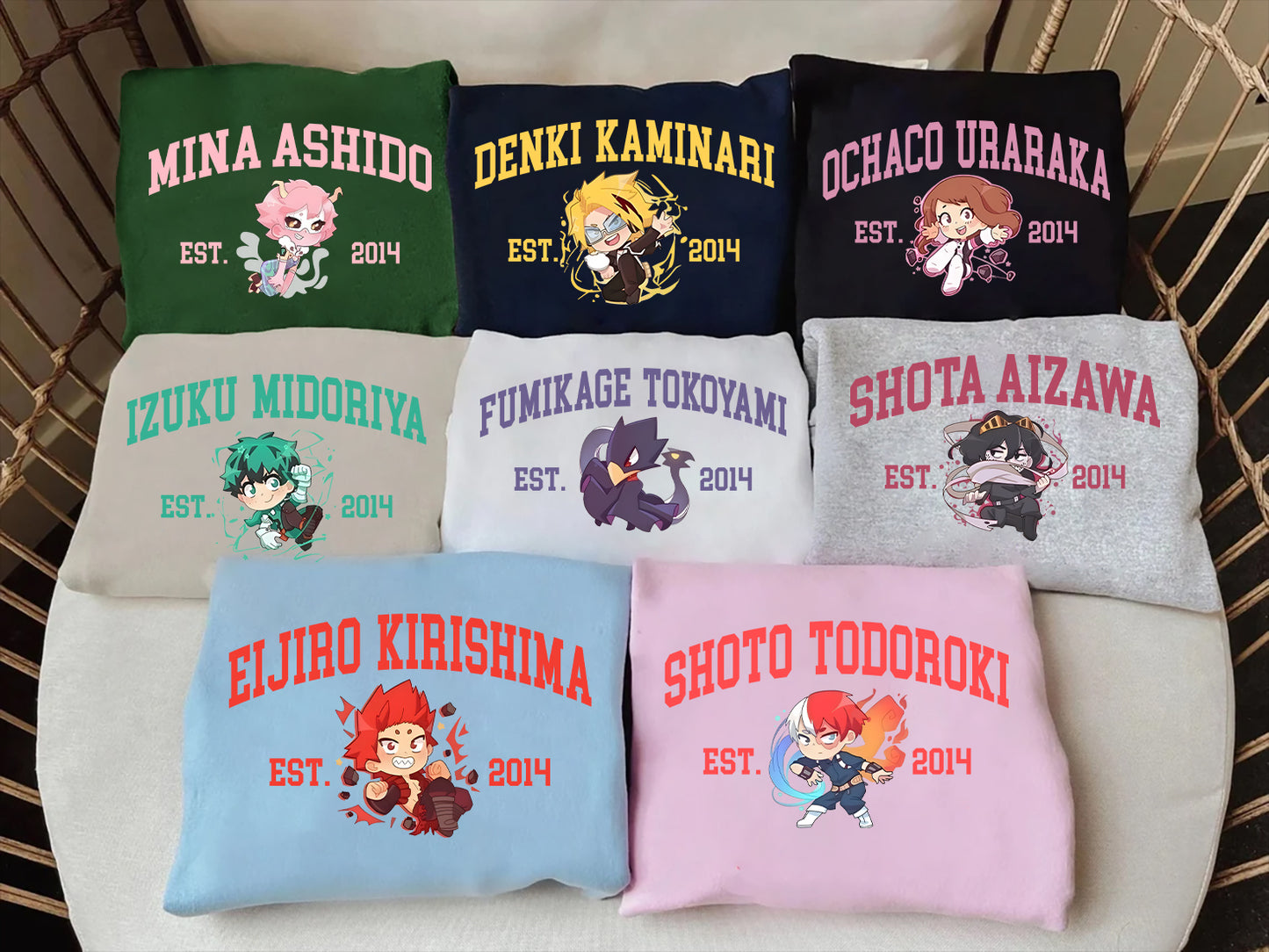 Anime My Hero Academia Sweatshirt, Deku Todoroki Bakugo Ochaco Kirishima Chibi Jumper