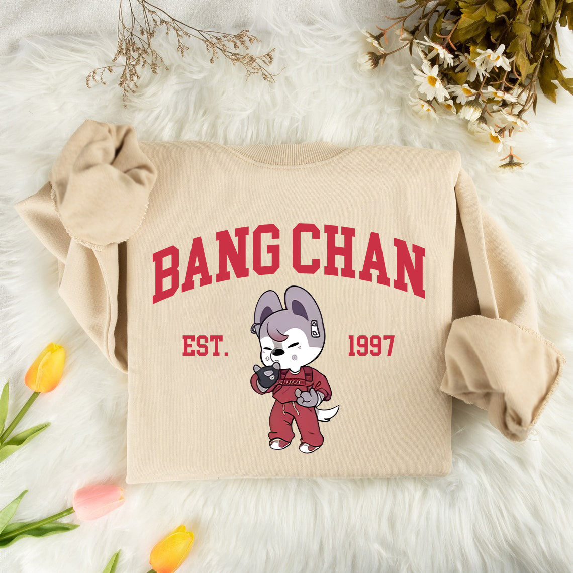 Stray Kids Sweatshirt, SKZ Chibi Red Outfit Jumper - Felix, I.N, Han, Hyunjin, Bang Chan