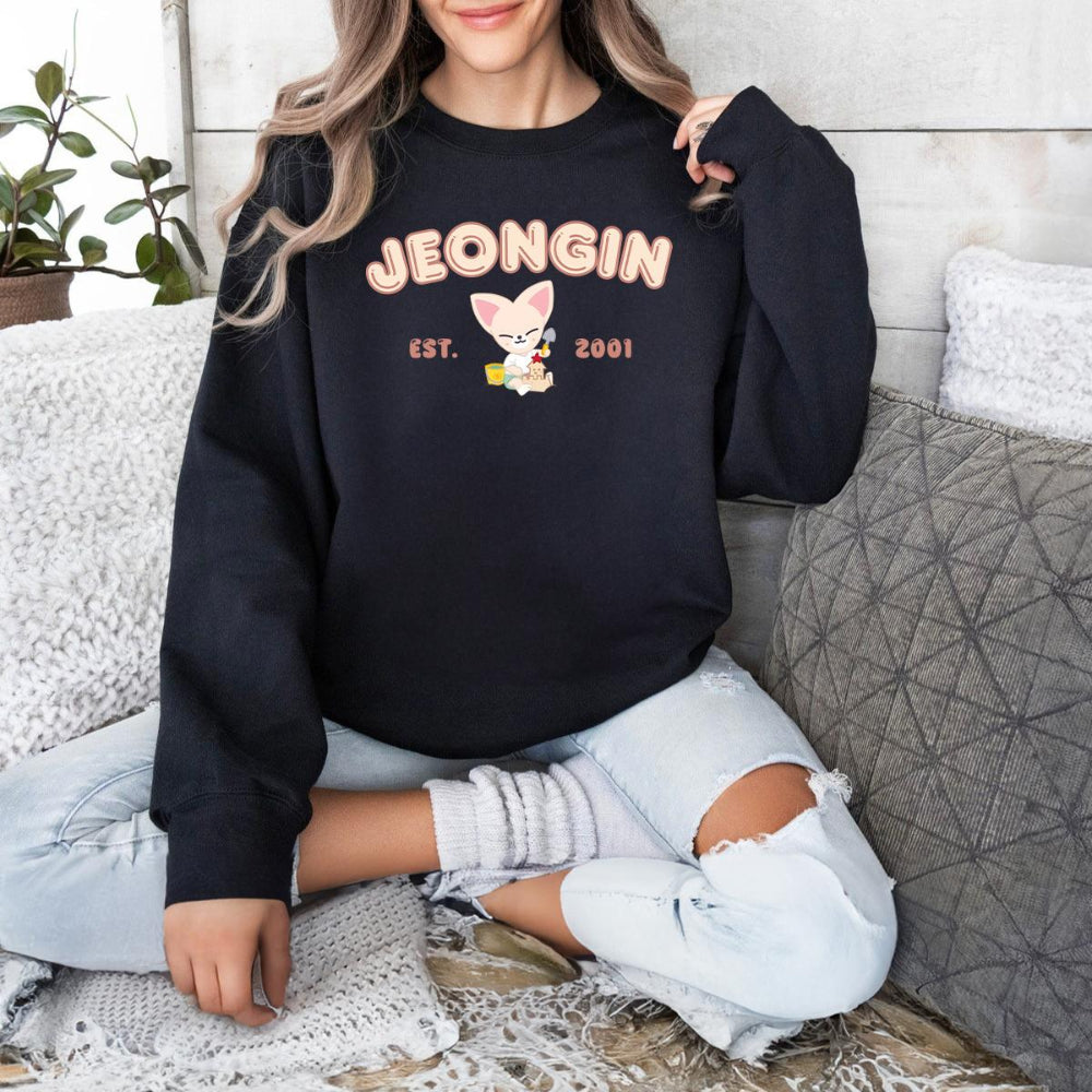 Black JEONGIN Est.2001 fox I.N summer drink hoodie